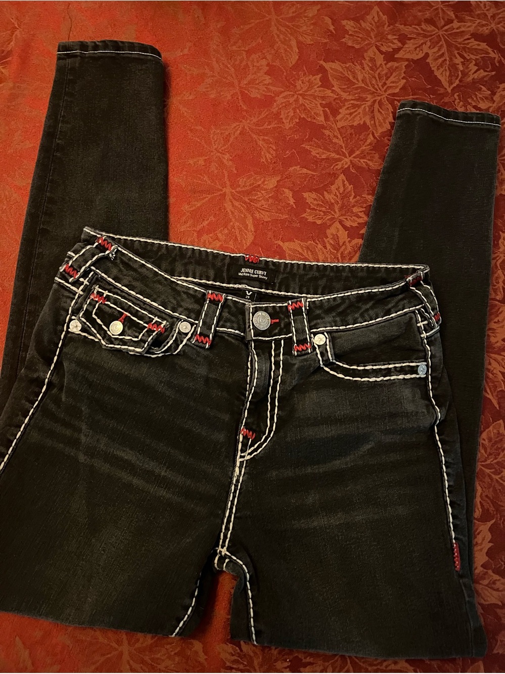 True Religion Black Jenny Curvy Mid-Rise Super Skinny Jeans 29